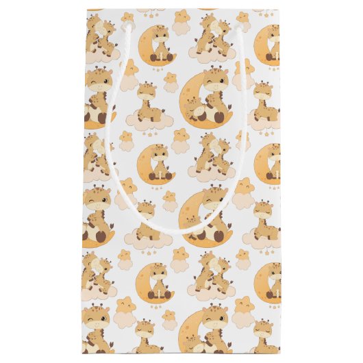 可愛いキリンのタイル模様パーティーユニセックス スモールペーパーバッグ (正面)