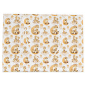 可愛いキリンのタイル模様パーティーユニセックス ラージペーパーバッグ (裏面)