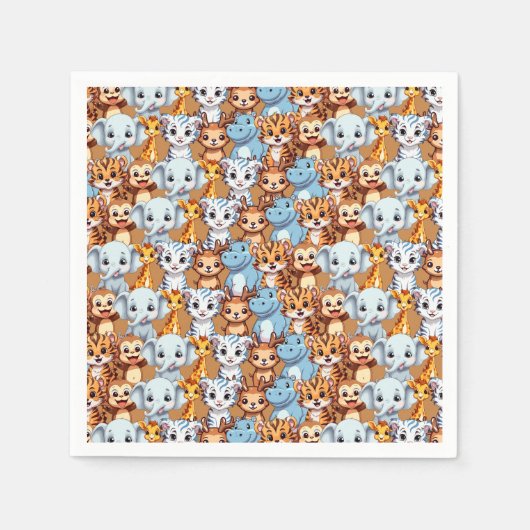 可愛いキリンのヒッポ野生のジャングルサファリパターン スタンダードカクテルナプキン (正面)