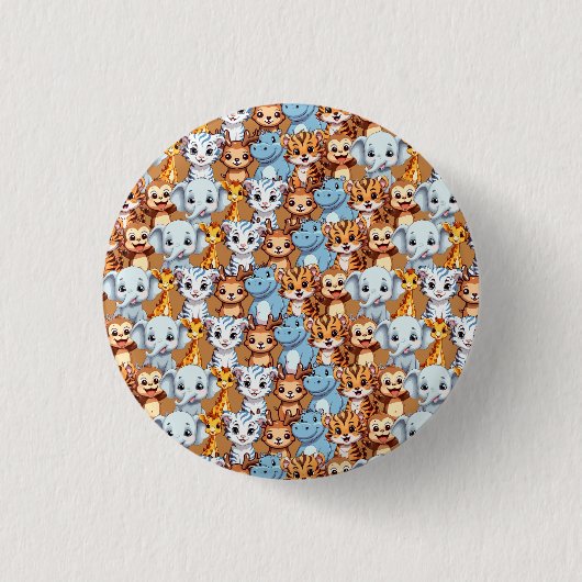 可愛いキリンのヒッポ野生のジャングルサファリパターン 缶バッジ (正面)