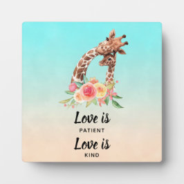 可愛いキリンのペア愛は忍耐強い愛は優しい フォトプラーク