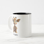 可愛いキリンの持ち文字G ツートーンマグカップ (正面左)