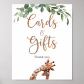 可愛いキリンパーティーカードとギフトサイン ポスター (正面)