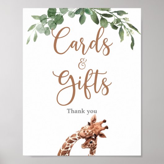 可愛いキリンパーティーカードとギフトサイン ポスター (正面)