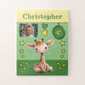 可愛いキリン写真名緑の黄色の子供 ジグソーパズル (縦)