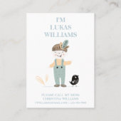 可愛いキリン少年の遊び心ママ呼び出しカード 名刺 (裏面)