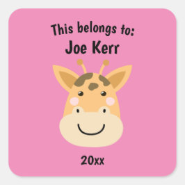 可愛いキリン新学期 スクエアシール