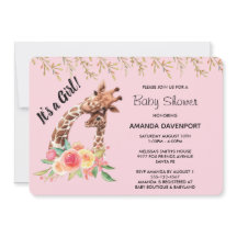 可愛いキリン水彩女の子！赤ちゃんシャワー