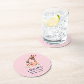 可愛いキリン水彩母と新生児シャワー ラウンドペーパーコースター (インサイチュ)