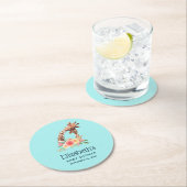 可愛いキリン水彩母と新生児シャワー ラウンドペーパーコースター (インサイチュ)