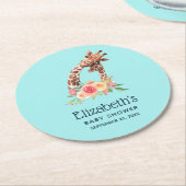 可愛いキリン水彩母と新生児シャワー ラウンドペーパーコースター (アングル)