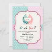 可愛いキリン水玉模様性別がパーティーハートを明かす 招待状 (正面)