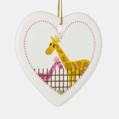 可愛いキリン点々のあるがハート母子 セラミックオーナメント (右)
