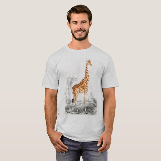 可愛いキリン野生のアフリカ動物の男性Tシャツ Tシャツ (正面フル)