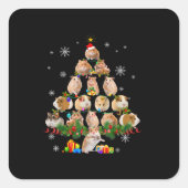 可愛いギニアハムスター豚クリスマスツリーのペット好き スクエアシール (正面)