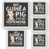 可愛いギニア食べ豚宿題 シール (正面)