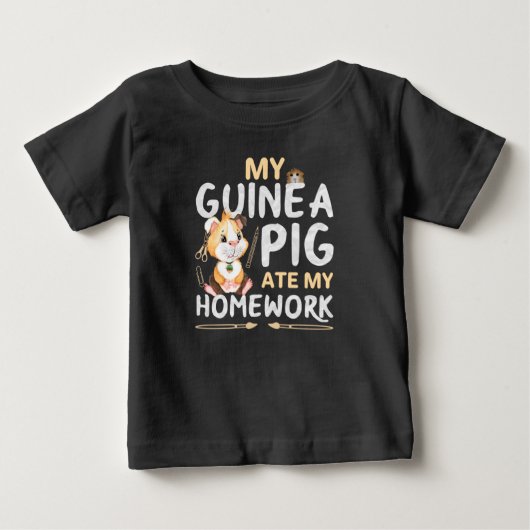 可愛いギニア食べ豚宿題 ベビーTシャツ (正面)