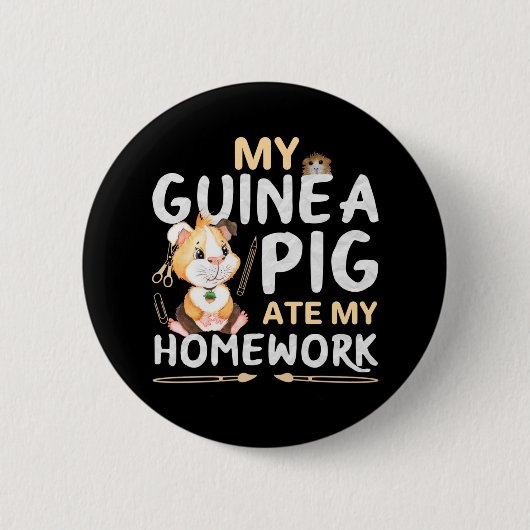 可愛いギニア食べ豚宿題 缶バッジ (正面)
