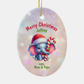 可愛いギフトバスケット象の子供 セラミックオーナメント (裏面)