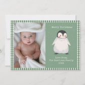 可愛いギンガムグリーンシンプル家族写真 シーズンカード (正面)