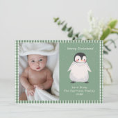 可愛いギンガムグリーンシンプル家族写真 シーズンカード (スタンド正面)