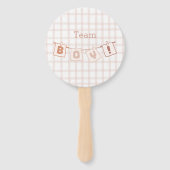 可愛いギンガムノート赤ちゃんシャワー性別リビール ハンドファン (裏面)