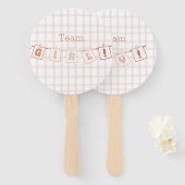 可愛いギンガムノート赤ちゃんシャワー性別リビール ハンドファン (正面&裏面)