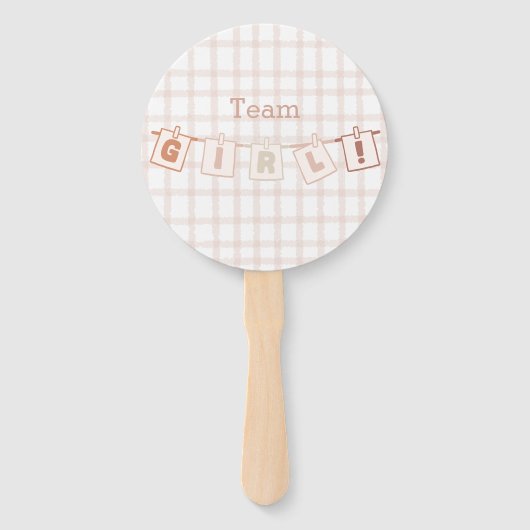 可愛いギンガムノート赤ちゃんシャワー性別リビール ハンドファン (正面)