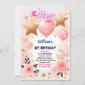 可愛いクイーンを少恋しく思しOnederful 1歳の誕生日に 招待状 (正面)