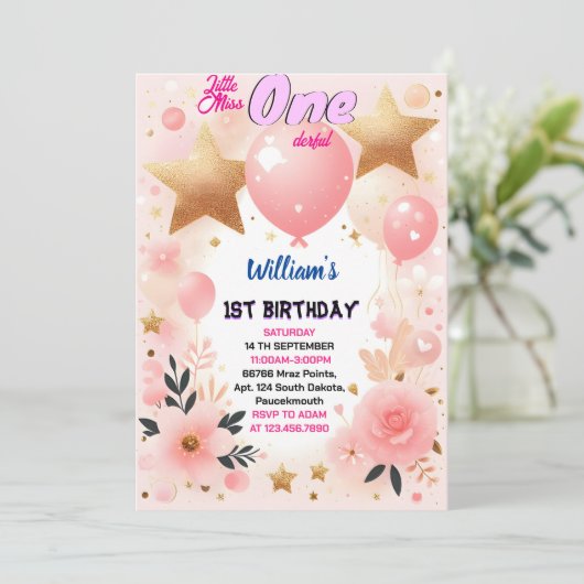 可愛いクイーンを少恋しく思しOnederful 1歳の誕生日に 招待状 (スタンド正面)