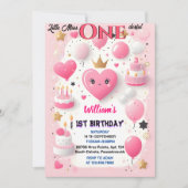 可愛いクイーンリトル恋しく思オネダーフル1歳の誕生日を設定 招待状 (正面)