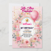 可愛いクイーンリトル恋しく思オネダーフル1歳の誕生日 招待状 (正面)