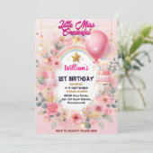 可愛いクイーンリトル恋しく思オネダーフル1歳の誕生日 招待状 (スタンド正面)