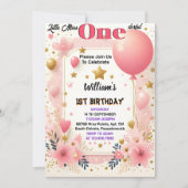 可愛いクイーン・リトル恋しく思・オネダーフル1歳の誕生日 招待状 (正面)