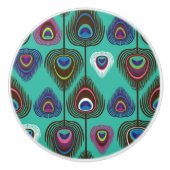 可愛いクジャクの羽模様 セラミックノブ (正面)