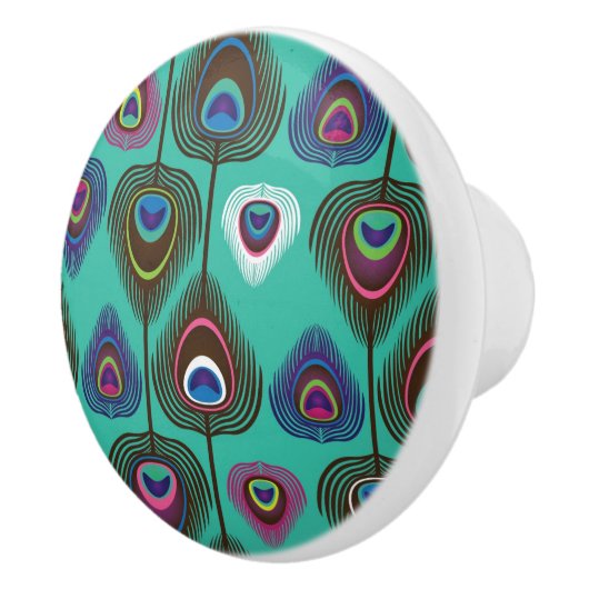 可愛いクジャクの羽模様 セラミックノブ (右)