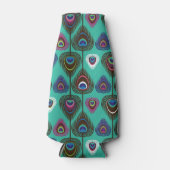 可愛いクジャクの羽模様 ボトルクーラー (正面)