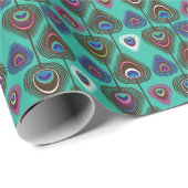 可愛いクジャクの羽模様 ラッピングペーパー (ロールコーナー)