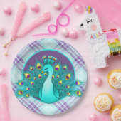 可愛いクジャクパーティータイル ペーパープレート