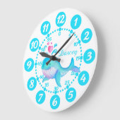 可愛いクジラのスパート芸術アクアホワイト時計 ラージ壁時計 (傾斜)