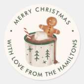 可愛いクッキーとココア クリスマス ラウンドシール (正面)