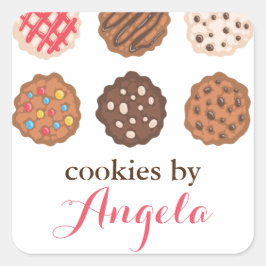 可愛いクッキーCookieビジネスベーカリー製品ラベル スクエアシール