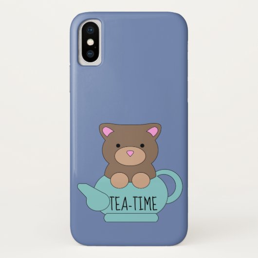 可愛いクマかわいらしインティーポットブルー Case-Mate iPhoneケース (裏面)