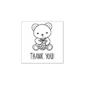 可愛いクマがベリーを持ってありがとう1x1 ラバースタンプ (インプリント)