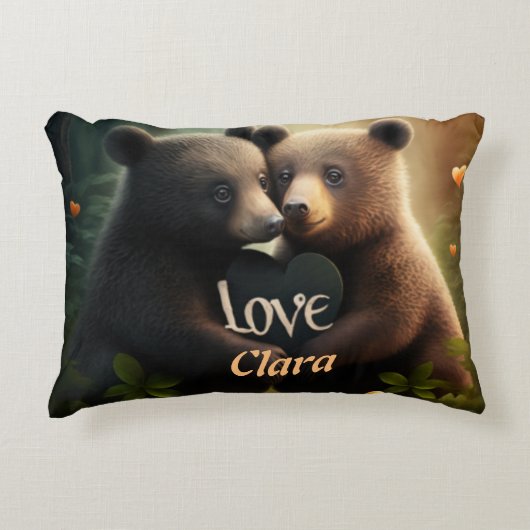 可愛いクマが恋に悩む アクセントクッション (正面)