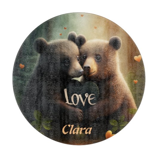 可愛いクマが恋に悩む カッティングボード (正面)