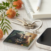 可愛いクマが恋に悩む キーホルダー (正面右)