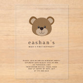 可愛いクマさん最初の誕生日写真 アクリル招待状 (正面)