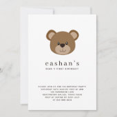 可愛いクマさん最初の誕生日写真 招待状 (正面)