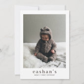 可愛いクマさん最初の誕生日写真 招待状 (裏面)